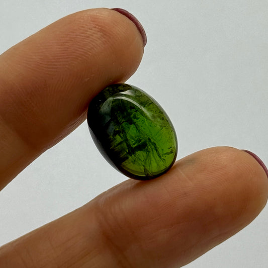 Exquisite  Dark Green Tourmaline oval Cabochon  10.90 cts