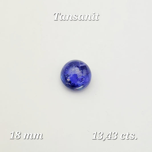 Wunderschöner blauer Tansanit-Cabochon 13,43 ct rund