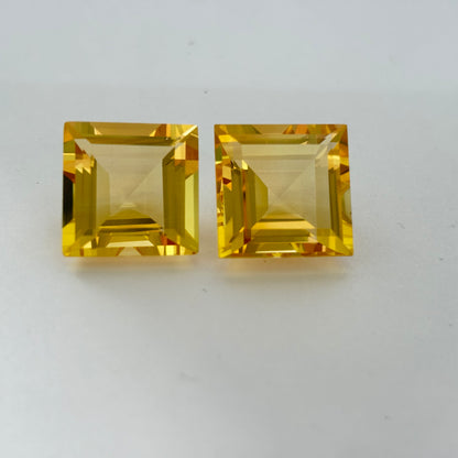 Yellow Citrine Square Faceted Loose Stone Pair – view 8 of 8