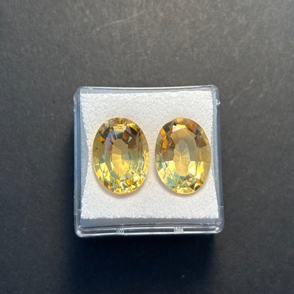 Yellow Citrine Oval Faceted Loose Stone Pair, 11.88 ct, 13.8x10.2 mm – view 1 of 2