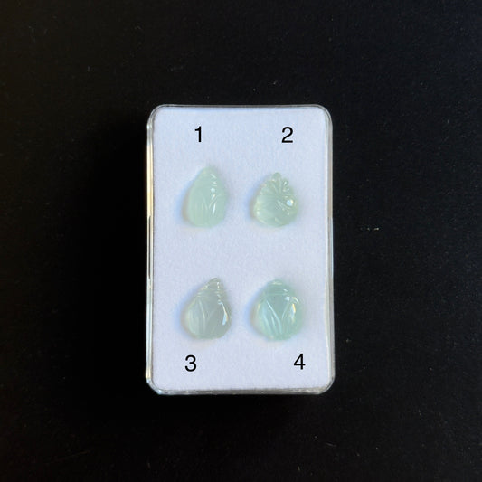 Delicate Hand Carved Aquamarine Gemstones 4pcs - 13,13cts Drilled (TR3)