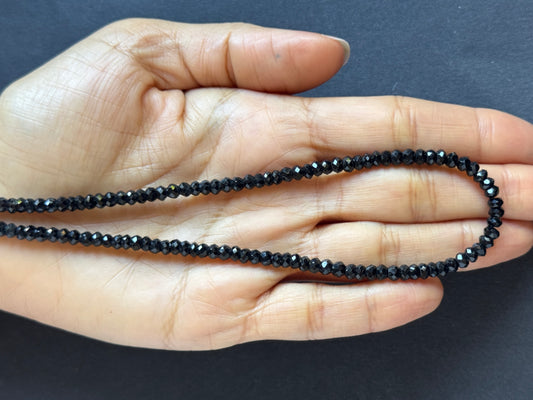 Rich Black Hued Spinel , Rondelle Beads 41cm