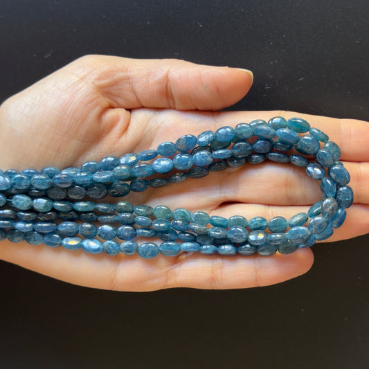 Polished Apatite Oval Bead Strand Deep Blue Brilliance