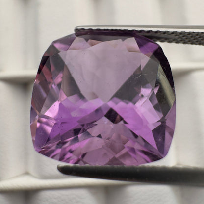 Purple Amethyst Cushion Faceted Loose Stone, 10.63 ct, 14x14 mm – view 4 of 4
