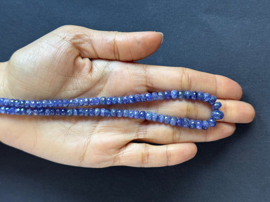 Hand-cut Faceted Tanzanite Rondelle beads- 41cm