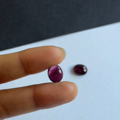 Red Tourmaline Oval Cabochon Pair, 3.66 ct, 11x9 mm – view 3 of 3