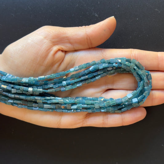 Rustic Hand Cut Apatite Rectangular Cube Beads Strand for Jewellery making Polished