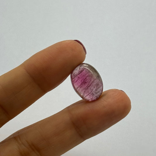 Extraordinary smooth Tourmaline Cabochon light Green to old Pink hue  11,91cts