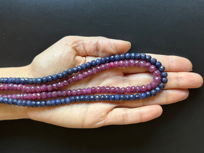 Blue Sapphire Rondelle Beads, 42 cm