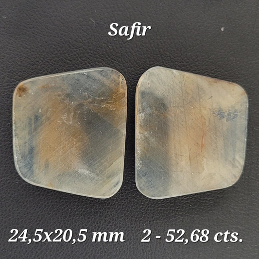 Sapphire Rose Cut Pair With Flat Back A Rare Find 52,68 Carat