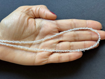 Colourless Herkimer quartz faceted bead strand, 43 cm