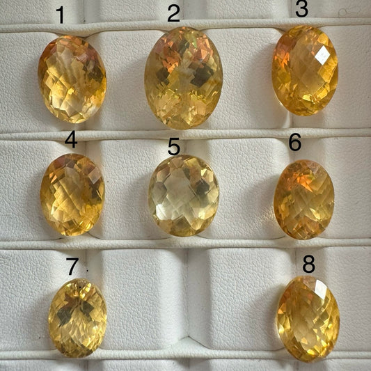 Citrine Sun Yellow Oval Rose Cut Facetted  AAA+ Quality