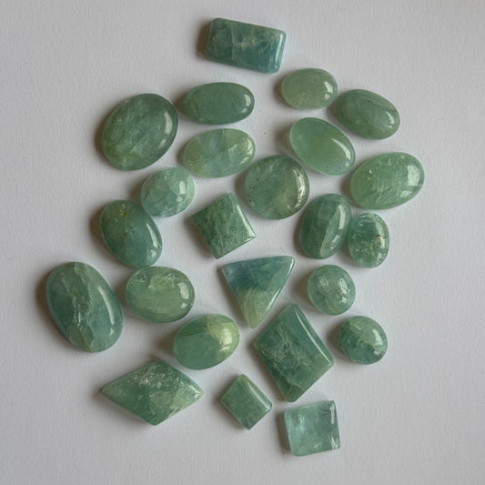 5 Pieces Polished Blue Greenish Aquamarine With Inclusions In Various Shapes