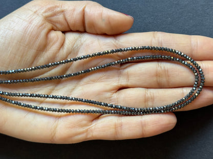 Grey Hematite Round Faceted Beads, 2.38-2.42 mm, 42 cm – view 2 of 2