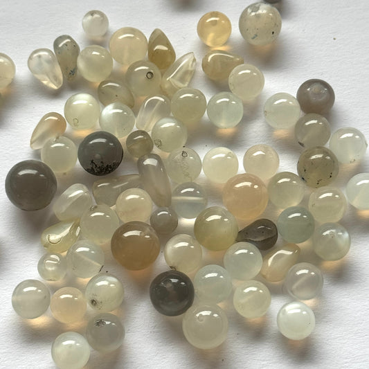 Moonstone Balls Drilled White Grey Colour Palette