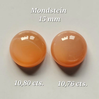 Peach Moonstone Round Cabochon Pair, 21.56 ct – view 2 of 4