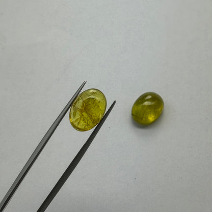 Green Tourmaline Oval Cabochon Pair, 8.29 ct, 14x10 mm – view 1 of 2