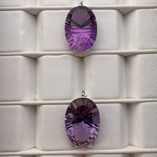 Amethyst Deep Purple Faceted Oval Gemstones