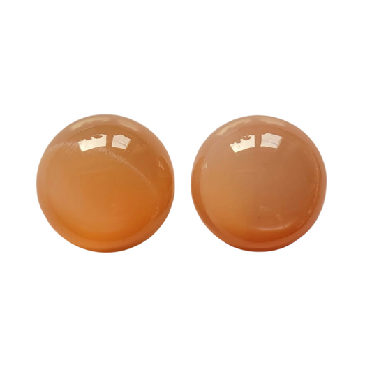Peach Orange Moonstone Cabochon Pair 15mm