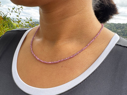Luménz Rose Pink Raw Diamond Necklace — Sterling Silver Clasp