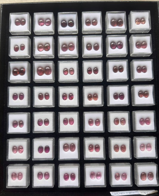 Pink Tourmaline Cabochon Pairs