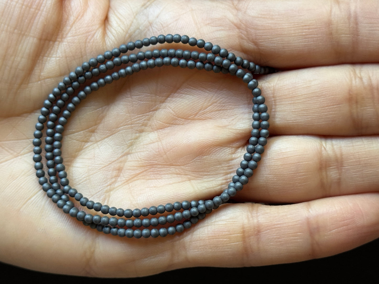 Matte Hematite Beads in Rich Graphite Hue -46cm