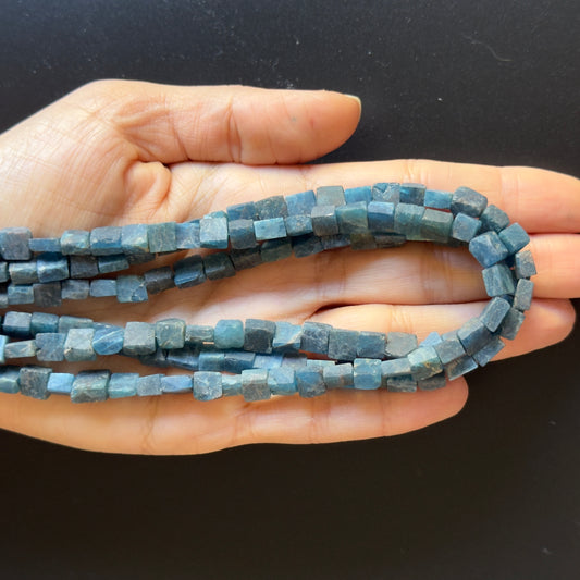 Rustic Roh Apatite Rectangular Cubes Beads Strand For Jewellery Making
