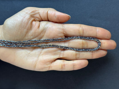 Grey Hematite Round Faceted Beads, 2.09-2.13 mm, 33 cm – view 1 of 2
