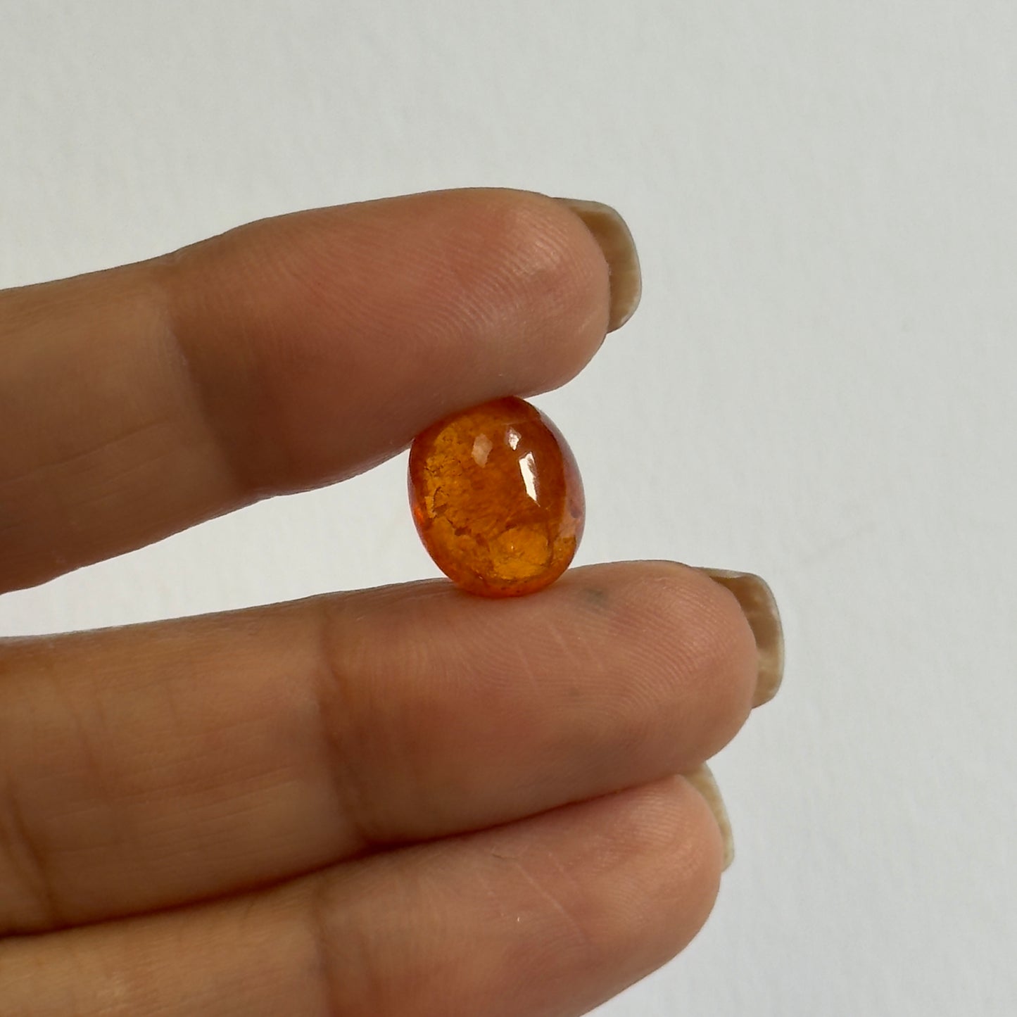 Mandarin-Granat, feuriges Orange, 12 x 10 mm, 9,2 ct, ovaler Cabochon