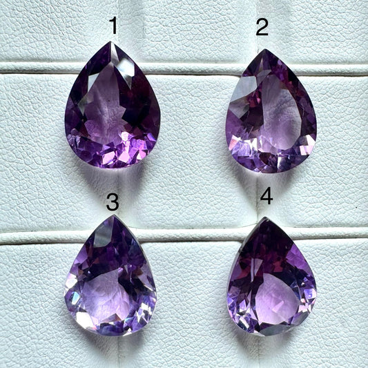 Amethyst Drop Cut Faceted Purple Gemstone With Choice