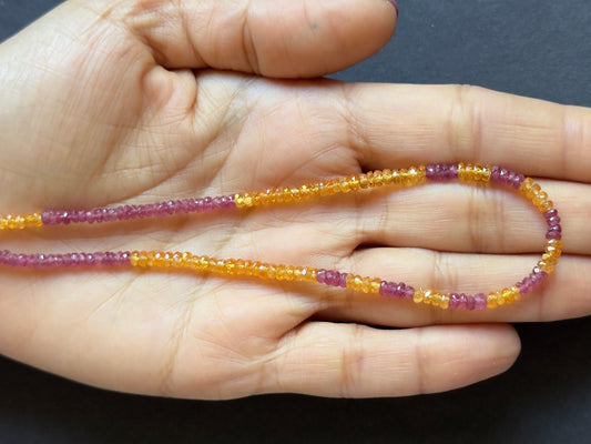 Sparkling Ruby and Vibrant Spessartine Rondelle Beads 50,68cts / 42cm
