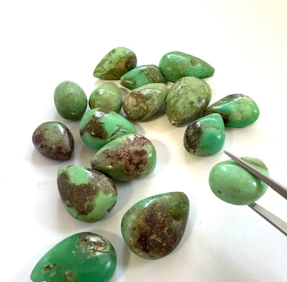 Deep Green Chrysoprase Drop Drilled Loose Beads, 10 pieces – view 5 of 8