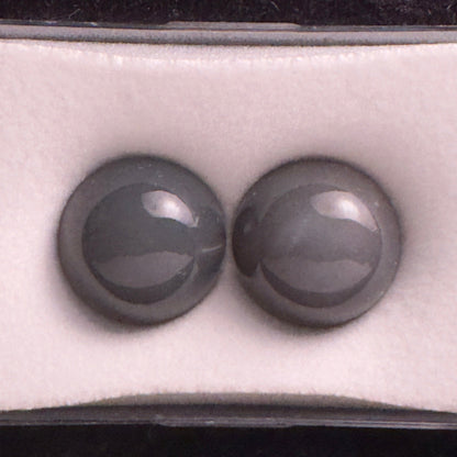 Grey Moonstone Round Cabochon Pair, 32.65 ct