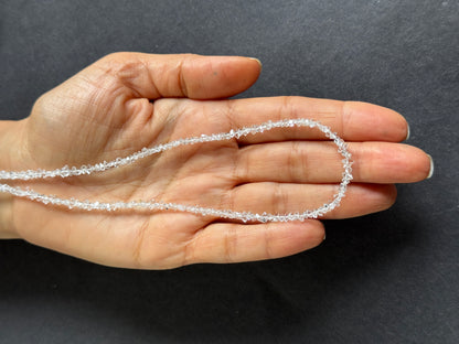 Colourless Herkimer quartz faceted bead strand, 25.23 ct, 47 cm