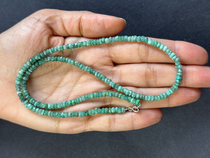 Silver Emerald Rondelle Beads, 46 cm – view 2 of 3