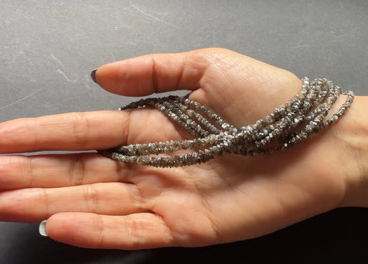 Diamond Natural Raw Textured Brown Color in Natural Shape, Rough Diamond Strand, 40cm / 3-3.5mm / Hole 0.3mm