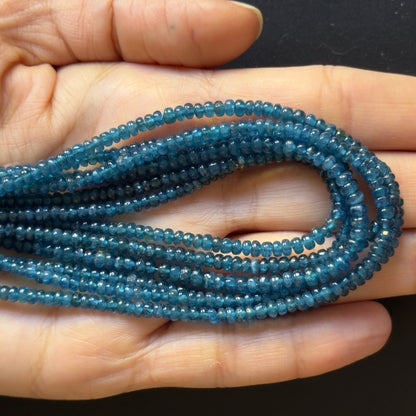 Blue Apatite Rondelle Beads, 3-4 mm, 42 cm – view 2 of 2