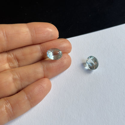 Blue Aquamarine Oval Faceted Loose Stone, 11x9 mm – view 1 of 3