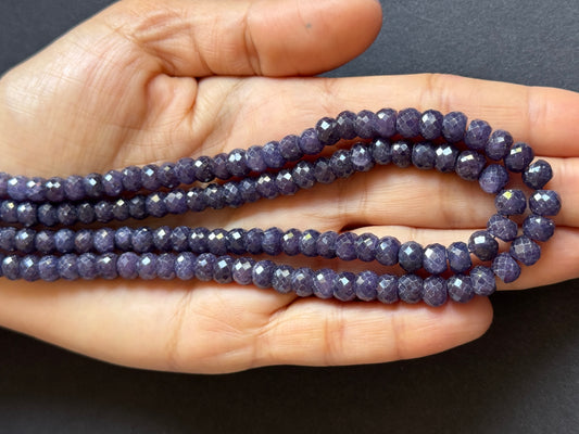 Deep and Elegant Tanzanite Beads Rondelle Faceted - 4.94-6.95mm