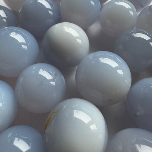 5 Chalcedony cloudy blue Large to small balls drilled 12mm-15mm