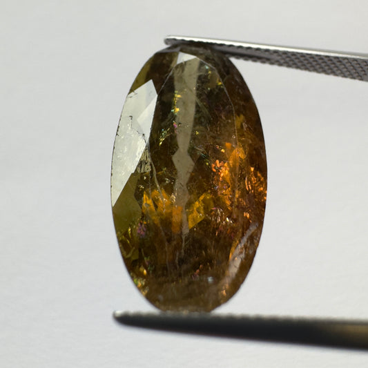 Beautiful Tourmaline Oval Faceted With Inclusions & Rainbow 22,92x12,32 mm 16,78 cts