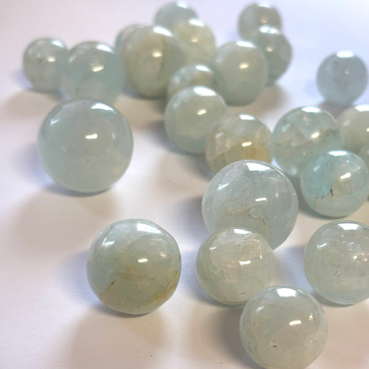 Chalcedon Balls Seagreen With Inclusions And Drilled