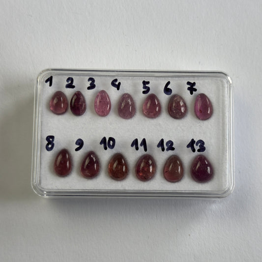 Pink Tourmaline Cabochon Drops 7 - 8 mm
