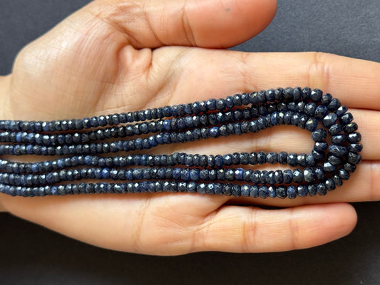 Sapphire Rondelle Beads , Glowing in a Deep Intense Night Blue 3,64 -5,22mm