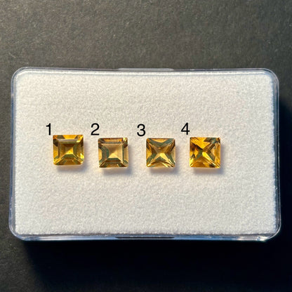 Yellow Citrine Square Faceted Loose Stone, 3.67 ct