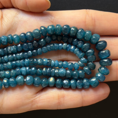 Blue Apatite Rondelle Beads, 3.5-4.5 mm, 42 cm – view 3 of 3