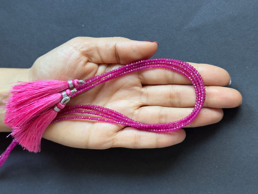 Ruby Onyx Pink Beautiful Beads With Flower Thread 33cm