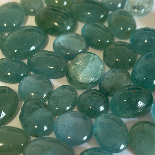 10 Pieces Beautiful Oval Greenish Blue Aquamarine A Rare Find With Inclusions
