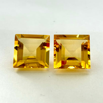 Yellow Citrine Square Faceted Loose Stone Pair – view 7 of 8