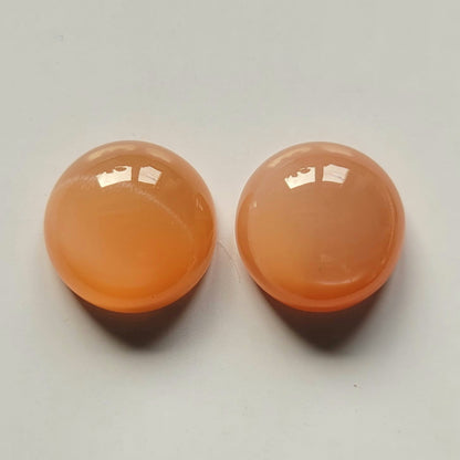 Peach Moonstone Round Cabochon Pair, 21.56 ct – view 3 of 4